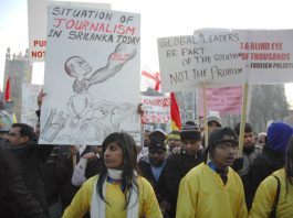 Prominent Tamil Editor Abducted In Colombo London marchers with a clear message on the situation of journalism in Sri Lanka