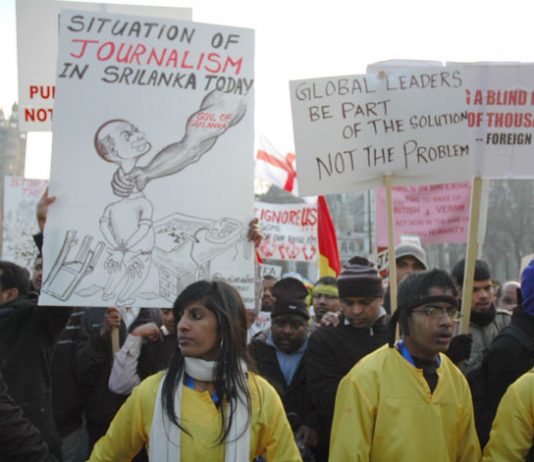 London marchers with a clear message on the situation of journalism in Sri Lanka