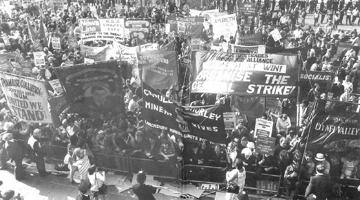Workers Revolutionary Party and Young Socialists banners on the lobby outside  the TUC in Brighton demand the organisation of the General Strike