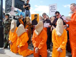 Reprieve demonstration for the release of Binyam Mohamed from Guantanamo Bay in Trafalgar Square last summer
