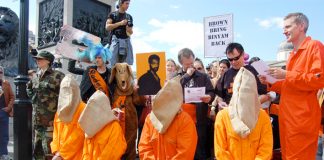Reprieve demonstration for the release of Binyam Mohamed from Guantanamo Bay in Trafalgar Square last summer