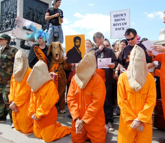 Reprieve demonstration for the release of Binyam Mohamed from Guantanamo Bay in Trafalgar Square last summer