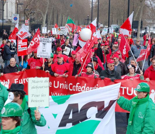 Trade unionists from all over Europe joined last Saturday’s 50,000-strong March for Jobs and Justice in London