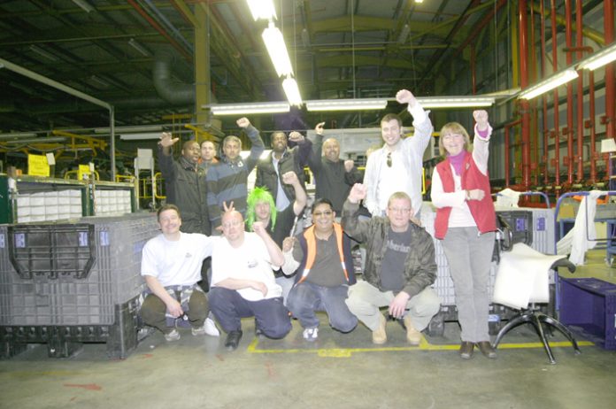 Workers occupying the Visteon factory in Enfield