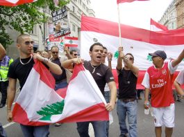 Marchers in London in July 2006 condemn the Israeli bombing of Lebanon