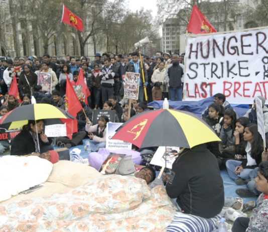 The two young Tamil hunger strikers are determined to force the British government to stop the genocide of Tamils in Sri Lanka or die in the attempt