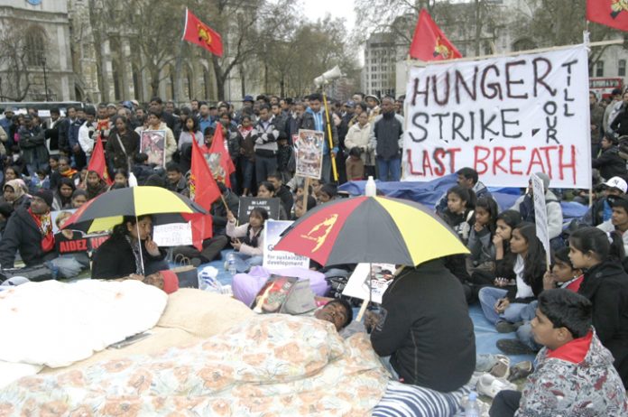 The two young Tamil hunger strikers are determined to force the British government to stop the genocide of Tamils in Sri Lanka or die in the attempt