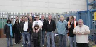 Workers from Basildon and Enfield Visteon plants on the Enfield Visteon picket line yesterday morning