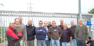 Visteon workers on the picket line. Yesterday they kept agents of the liquidators, out of the plant