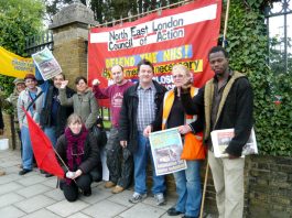 Sacked Visteon workers joined the picket. Chase Farm is their local hospital