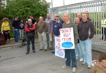 Pickets and supporters outside the Enfield Visteon plant – they are determined to win this struggle for jobs