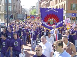 HSE serves two Improvement Notices on Hertfordshire Fire and Rescue Service National FBU demonstation in Liverpool in September 2006 in support of the Merseyside firefighters strike against cuts in the service