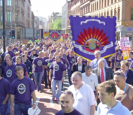 National FBU demonstation in Liverpool in September 2006 in support of the Merseyside firefighters strike against cuts in the service