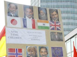 Tamil protesters in London condemn the silence of the world leaders