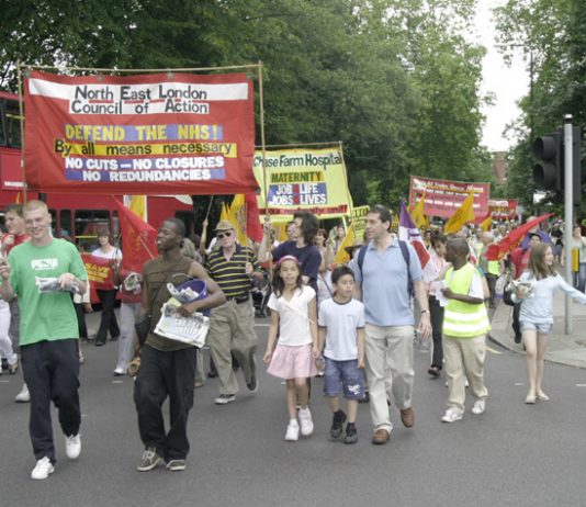 North East London Council of Action march in Enfield last July to keep open Chase Farm Hospital