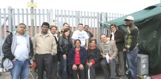 Visteon workers on the Enfield picket line yesterday stand together but the company is making different redundancy offers