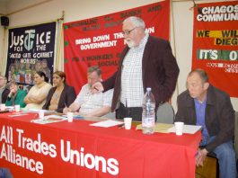 All Trades Unions Alliance National Secretary DAVE WILTSHIRE addressing the meeting