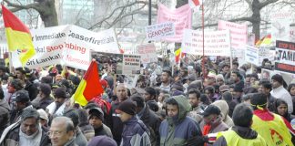 A section of the 125,000-strong demonstration in London on January 31st against the genocidal Sri Lankan Army attacks on the Tamil population