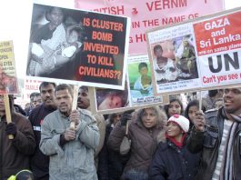 Demonstrators marching in London on January 31st condemn the UN refusal to stop the Rajapakse regime’s genocidal attacks on the Tamil people