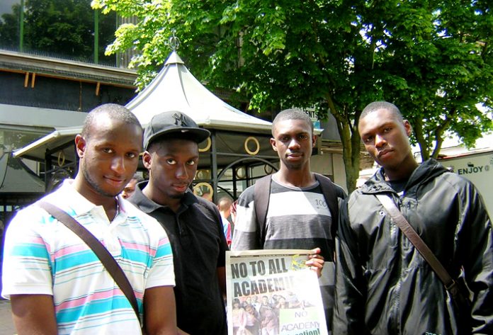 Jason, James, Kofi, and Mitchell, all students at Bedfordshire University,  Luton.