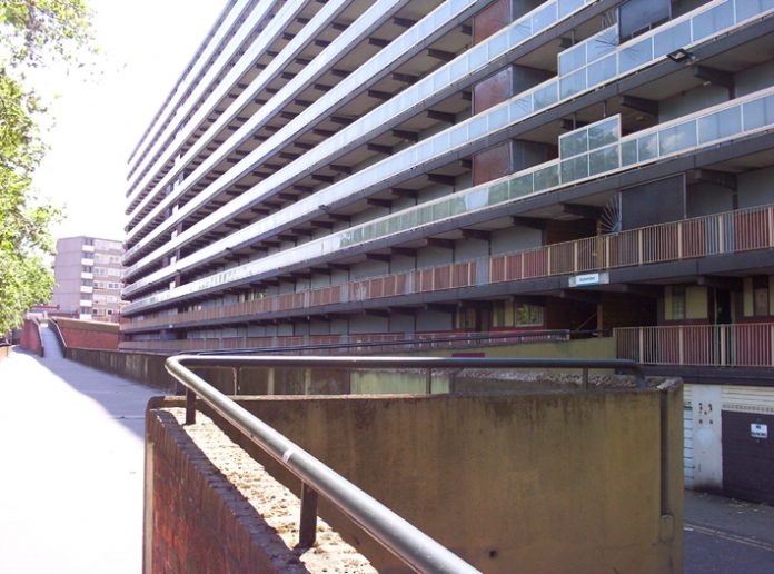 One of the large blocks of flats on the Heygate estate in Southwark where hundreds of council homes are to be demolished