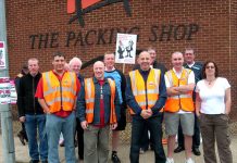 Postal workers on the picket line at Nine Elms mail centre during the 2007 pay strike