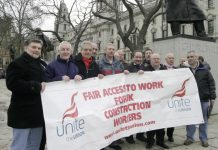 Engineers and construction workers demonstrated in Parliament Square during the February dispute in the industry
