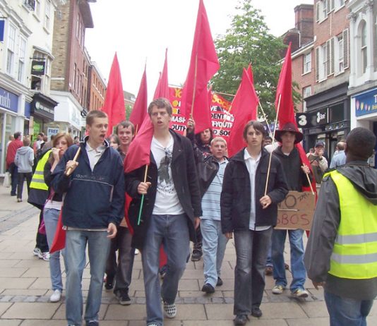 Young Socialists marching in Norwich last Saturday against unemployment and cheap labour