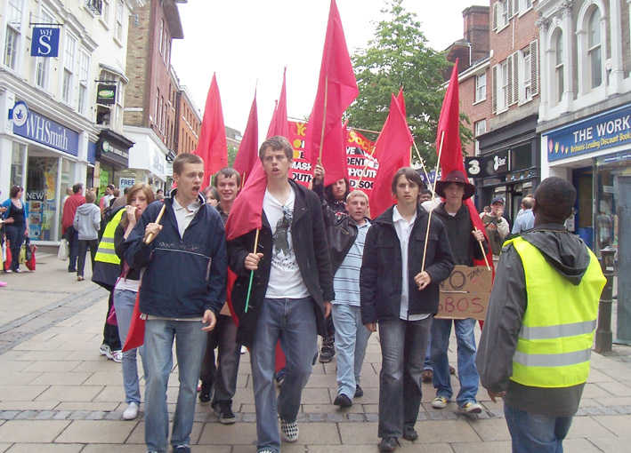 Young Socialists marching in Norwich last Saturday against unemployment and cheap labour
