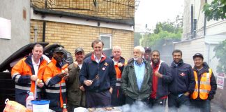 A strong happy and well-fed picket line at Stoke Newington Delivery Office insisted that their union was not going to be run by judges