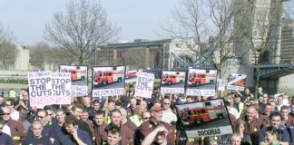 London FBU members lobbying against fire service cuts