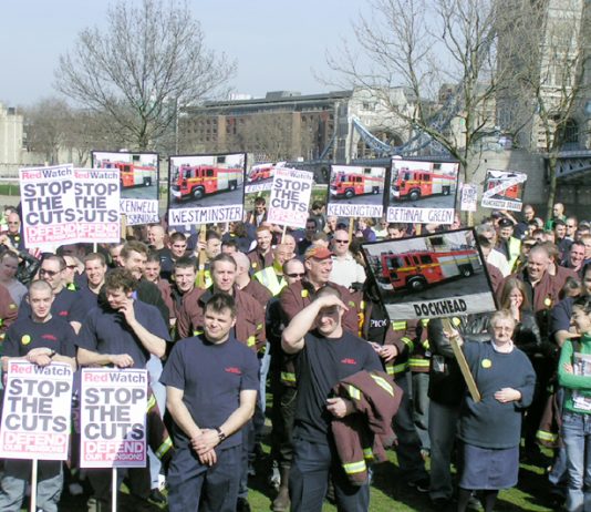 London FBU members lobbying against fire service cuts