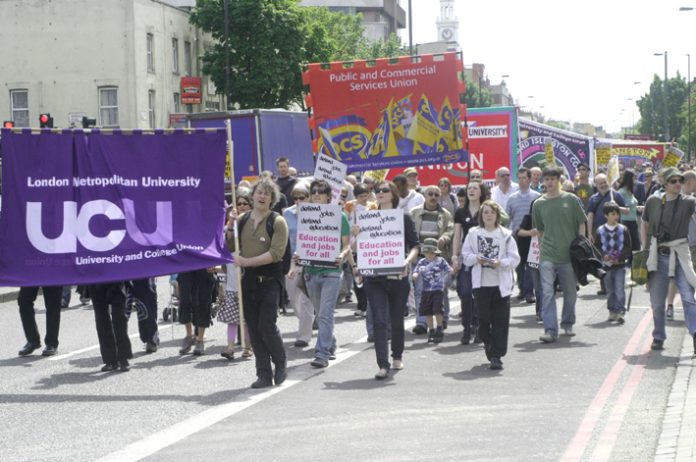 Marching to defend jobs at the London Metropolitan University on May 23 2009