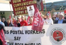 CWU members demonstrate in Corby last March against privatisation