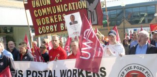 CWU members demonstrate in Corby last March against privatisation