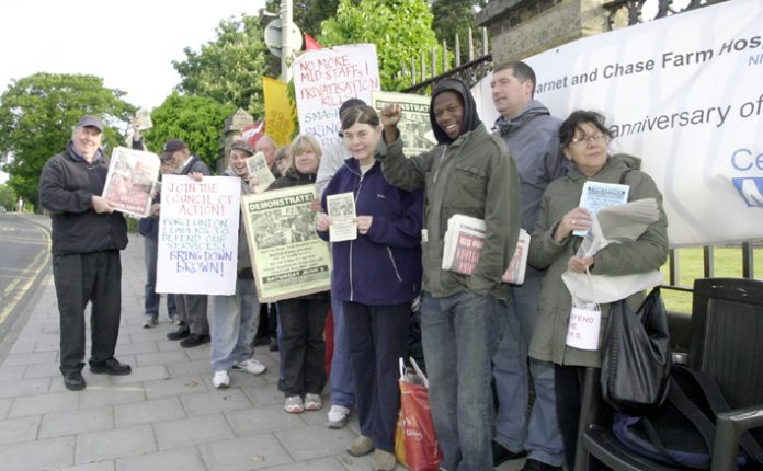 Enthusiastic North East London Council of Action pickets determined to keep Chase Farm Hospital open