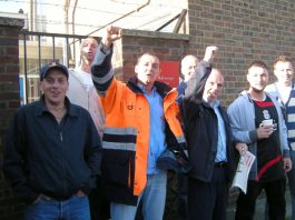 Enthusiastic strikers on the picket line at Brockley SE4 Delivery Office