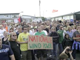 ‘WE’RE HERE TO STAY – say Vestas occupiers A section of the mass rally on the Isle of Wight supporting the Vestas occupation demand to nationalise the factory to keep it open