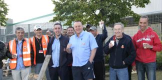CWU pickets at the East London Mail Centre called for national strike action