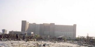 The Iraqi Ministry of Oil building was untouched by the US ‘shock and awe’ blitzkrieg of March 2003 when over 1,700 air strikes were launced against Iraq