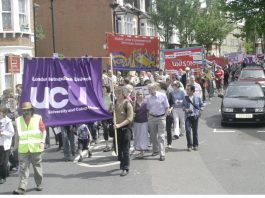 Demonstration last May supporting London Metropolitan University unions’ fight against job cuts