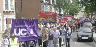 Demonstration last May supporting London Metropolitan University unions’ fight against job cuts
