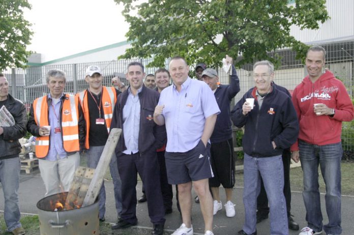 Pickets at the East London Mail Centre on July 28 – they were all in favour of national strike action