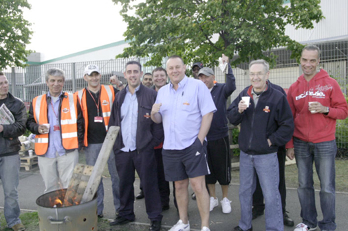 Pickets at the East London Mail Centre on July 28 – they were all in favour of national strike action