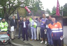 CWU pickets at Brockley Delivery Office during their strike on August 7th
