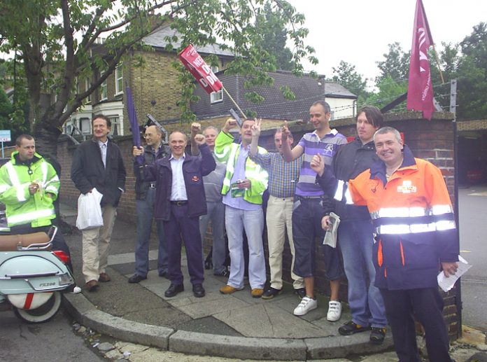 CWU pickets at Brockley Delivery Office during their strike on August 7th