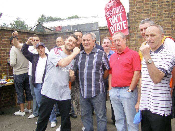 A strong and confident picket line at the Brockley Delivery Office yesterday morning
