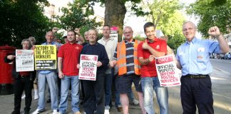Striking CWU members in Hampstead, north west London, were in fighting mood yesterday