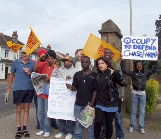 ‘Occupy Chase Farm’ to stop its closure – the demand of the Council of Action on their placards