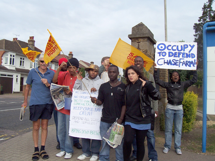 ‘Occupy Chase Farm’ to stop its closure – the demand of the Council of Action on their placards